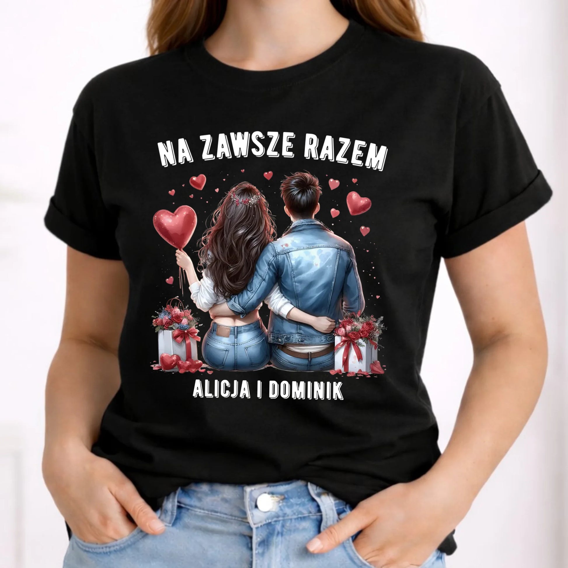 Koszulka damska dla par - Na zawsze razem - personalizowana W07 - StoryCups.pl