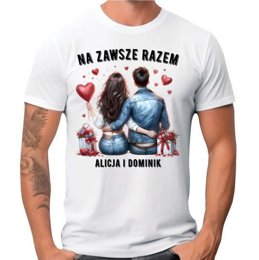 Koszulka męska dla par - Na zawsze razem - personalizowana W07 - StoryCups.pl