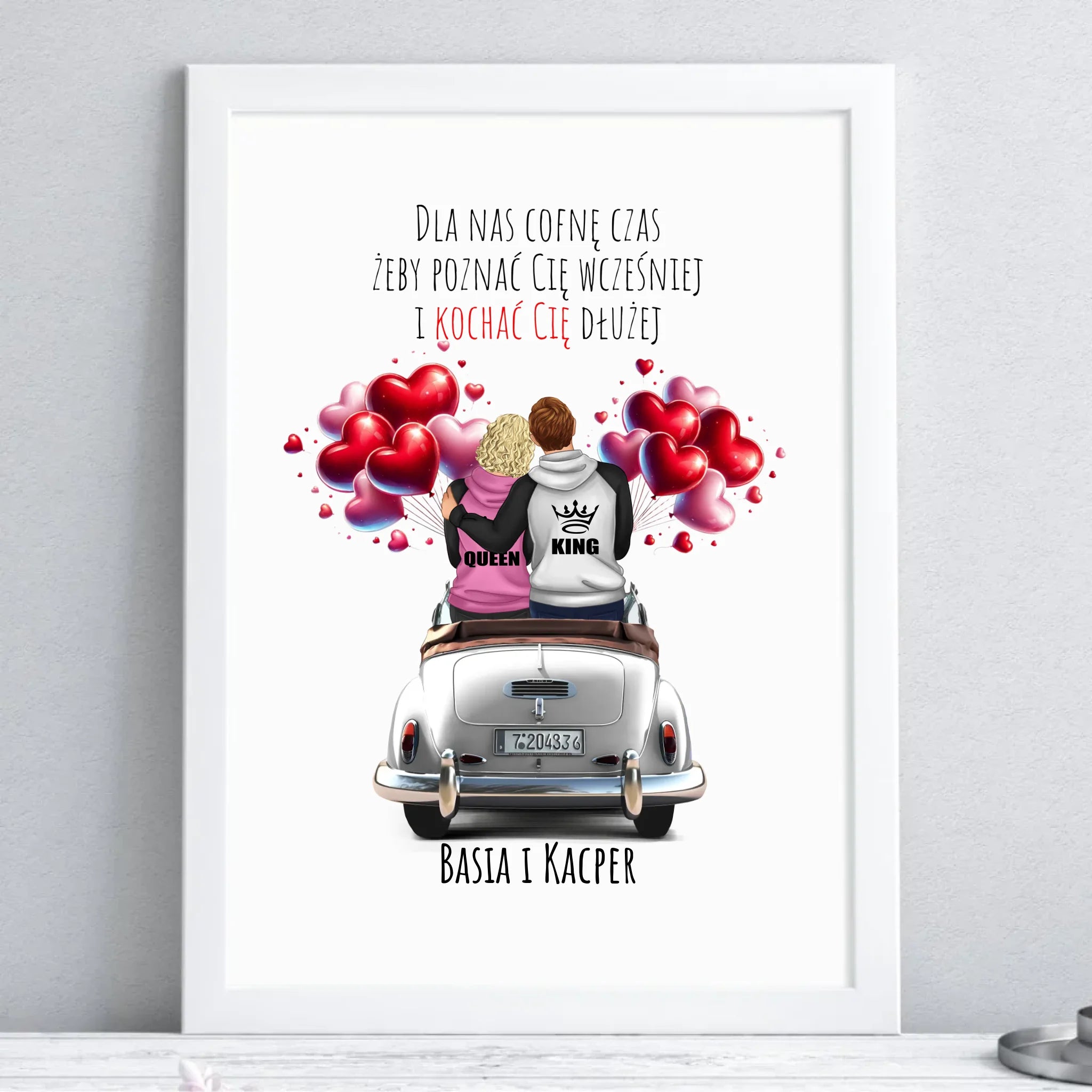 Plakat w ramie dla par - Dla nas cofnę czas - personalizowany W08 - StoryCups.pl