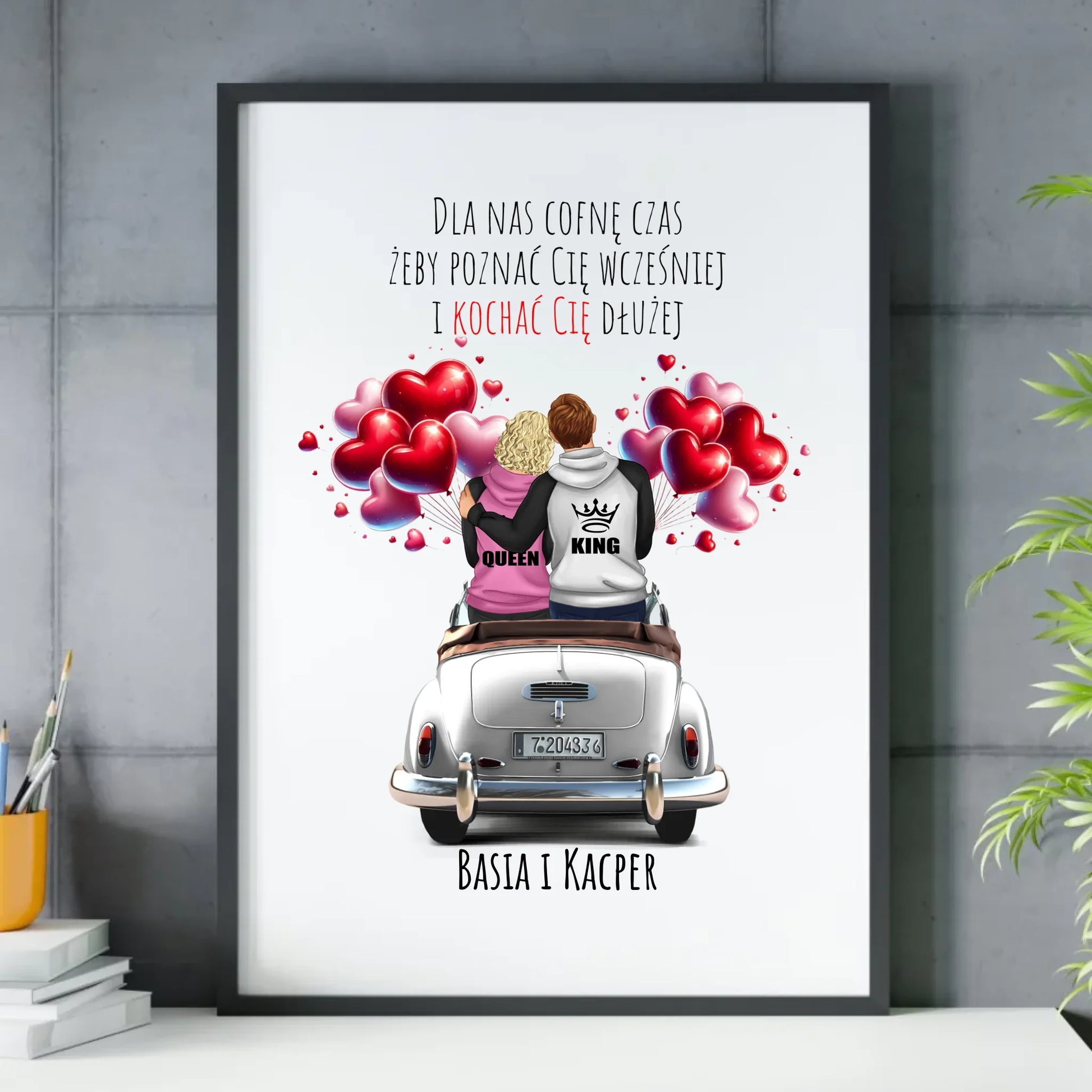 Plakat w ramie dla par - Dla nas cofnę czas - personalizowany W08 - StoryCups.pl