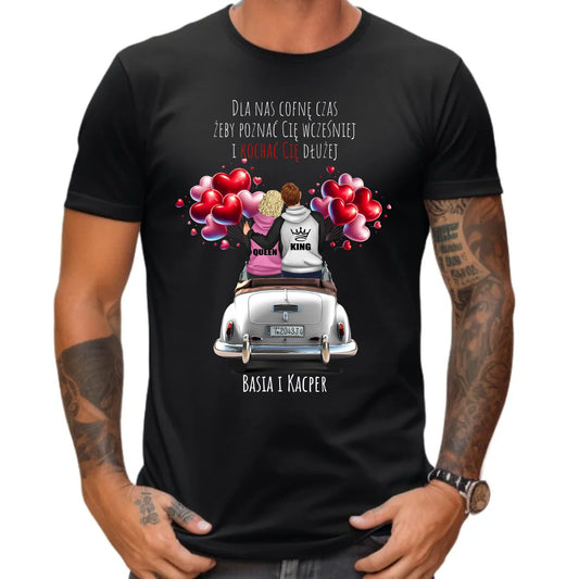 Koszulka męska dla par - Dla nas cofnę czas - personalizowana W08 - StoryCups.pl