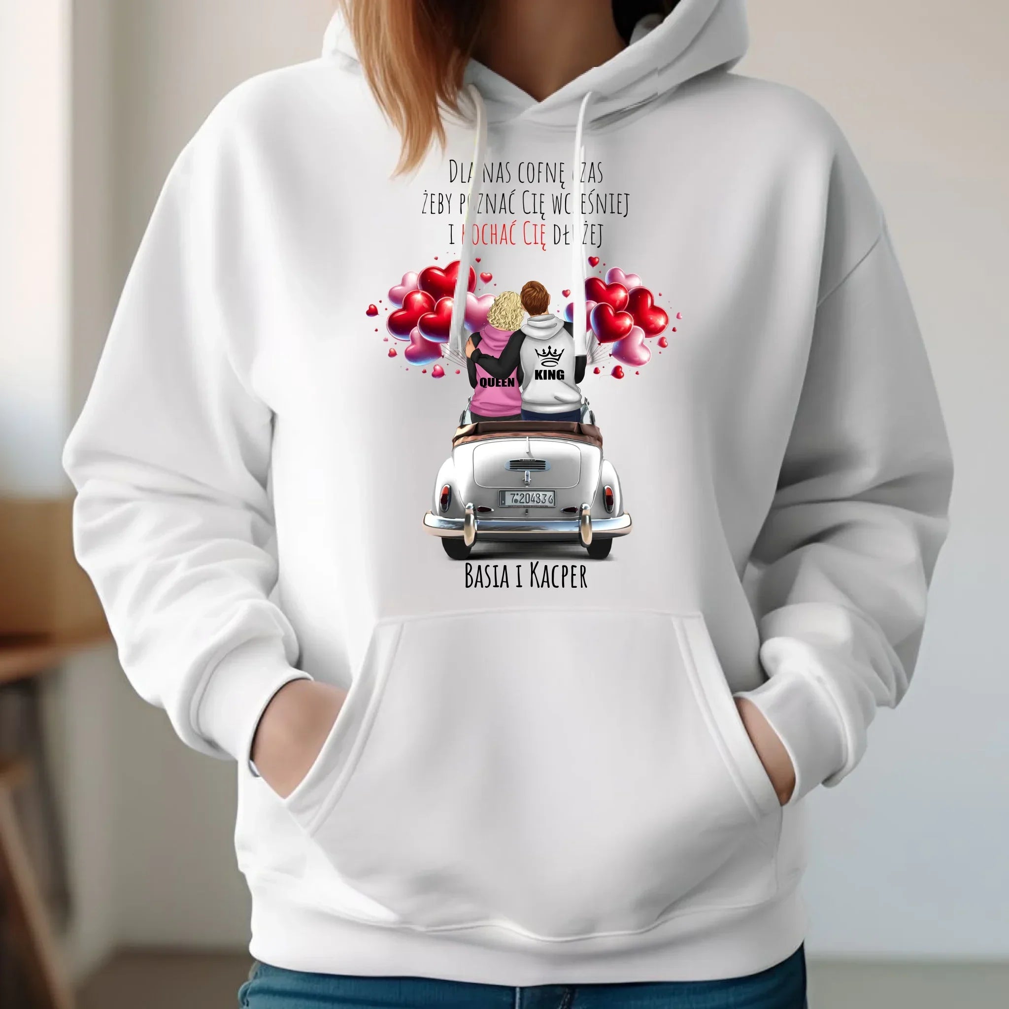 Bluza damska z kapturem dla par - Dla nas cofnę czas - personalizowana W08 - StoryCups.pl