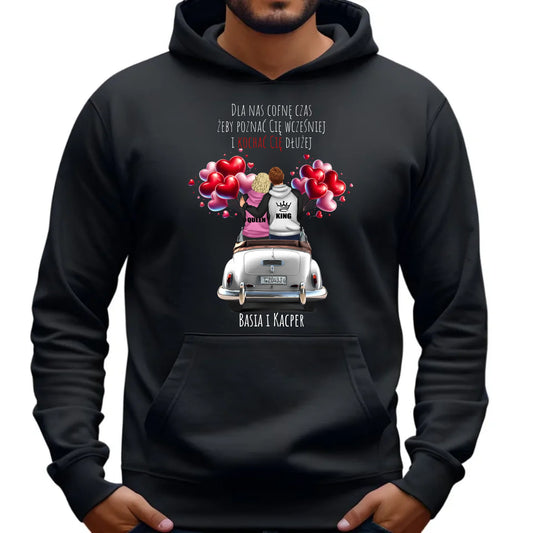 Bluza męska z kapturem dla par - Dla nas cofnę czas - personalizowana W08 - StoryCups.pl