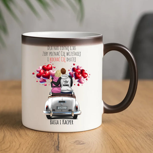 Kubek magiczny dla par - Dla nas cofnę czas - personalizowany W08 - StoryCups.pl