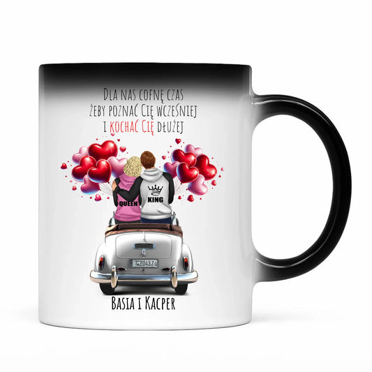 Kubek magiczny dla par - Dla nas cofnę czas - personalizowany W08 - StoryCups.pl