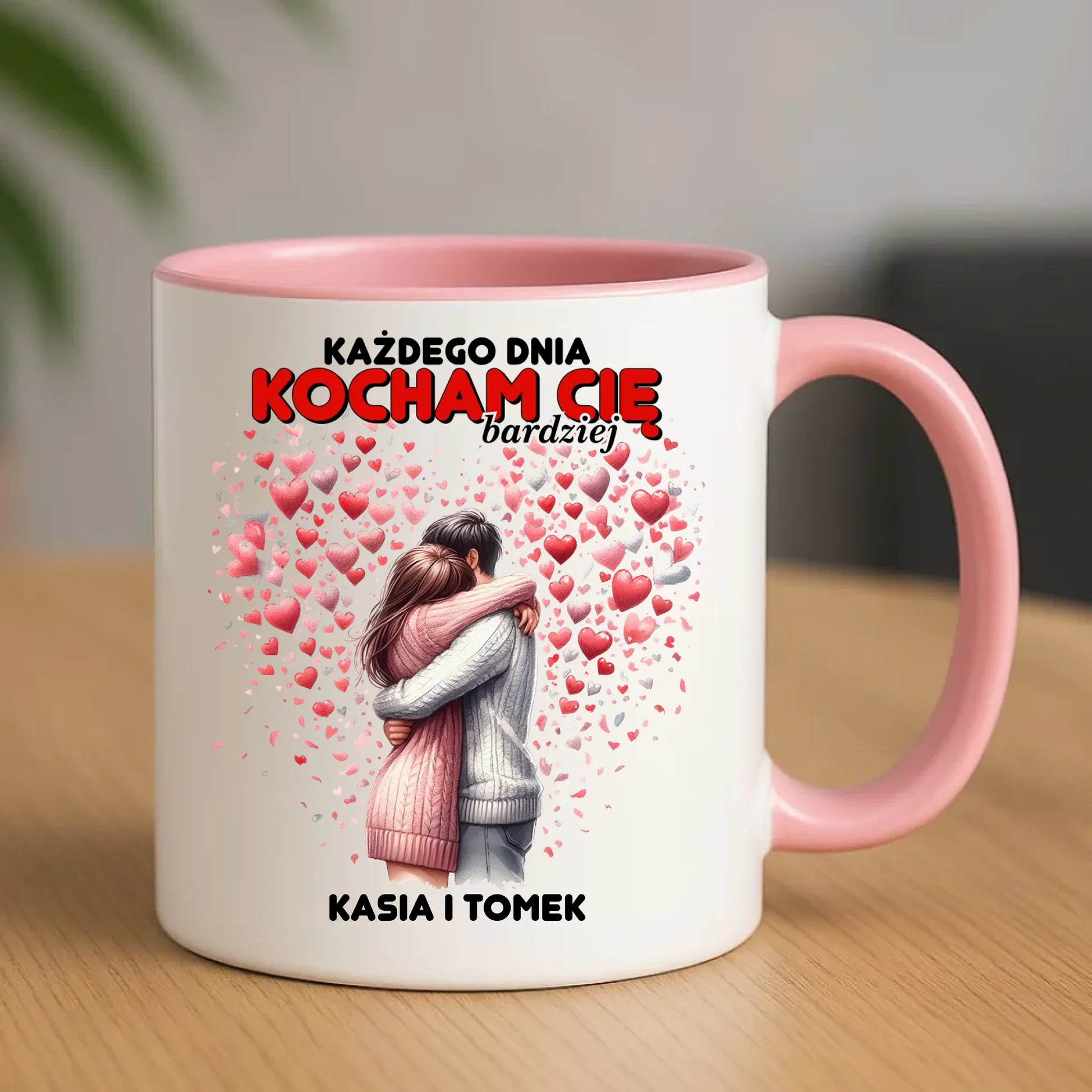Kubek dla par - Każdego dnia kocham Cię bardziej - personalizowany W09 - StoryCups.pl