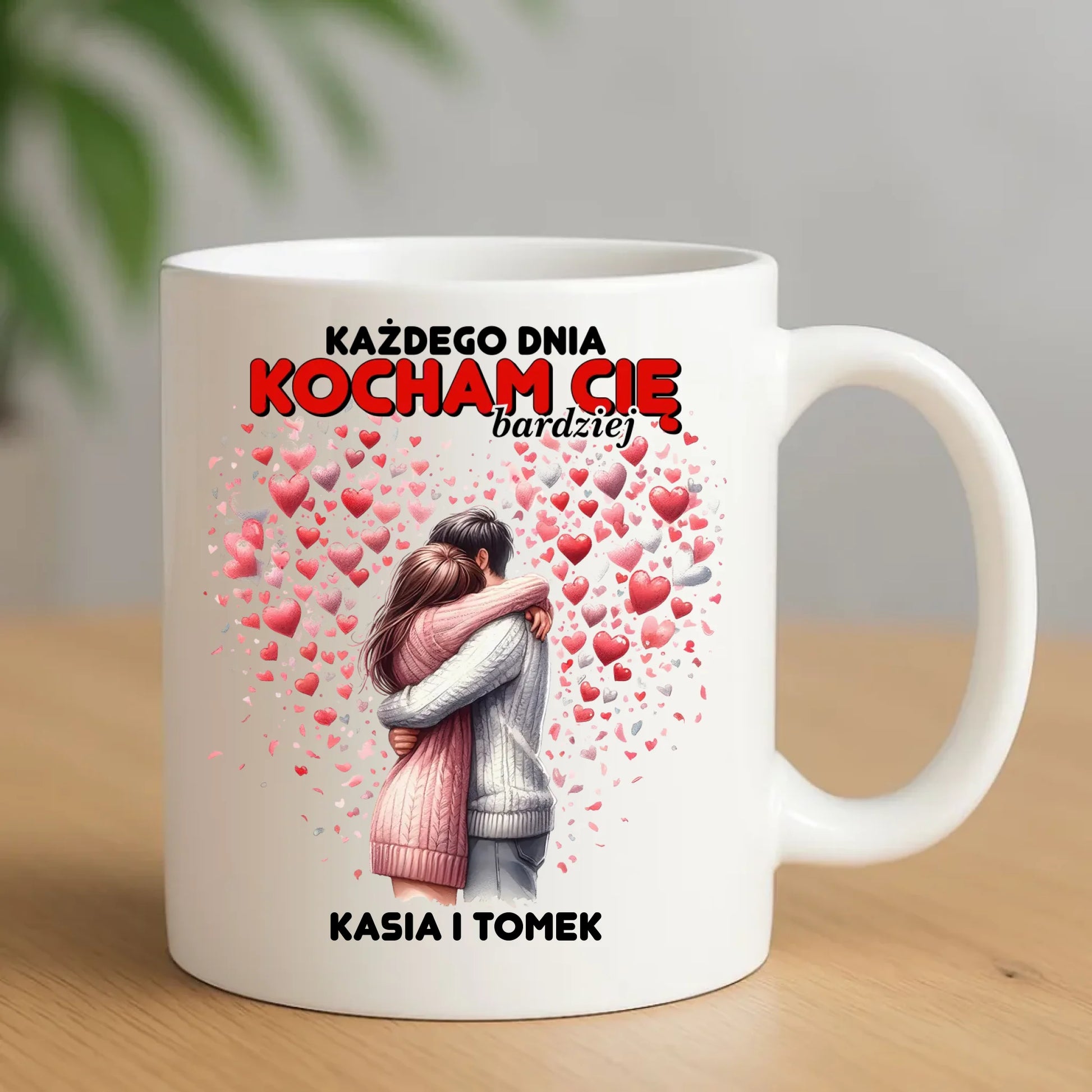 Kubek dla par - Każdego dnia kocham Cię bardziej - personalizowany W09 - StoryCups.pl