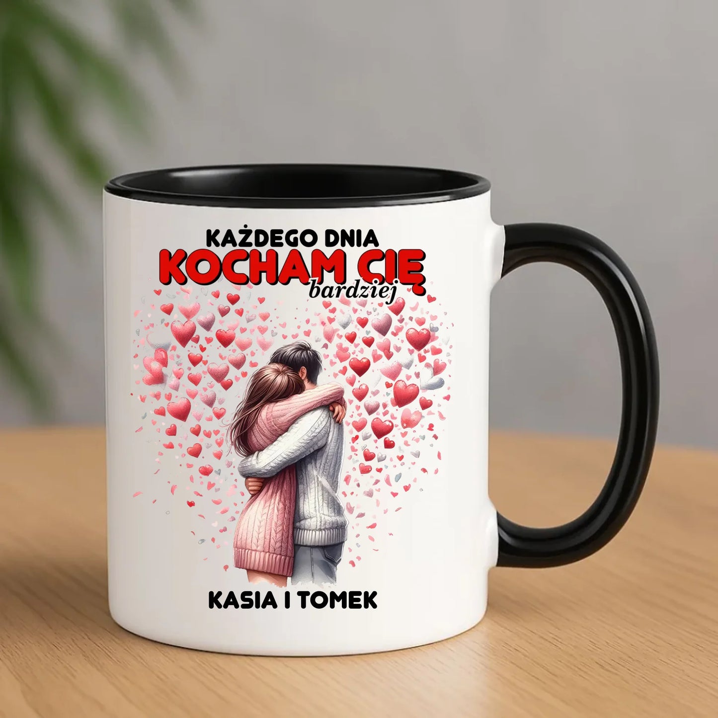 Kubek dla par - Każdego dnia kocham Cię bardziej - personalizowany W09 - StoryCups.pl
