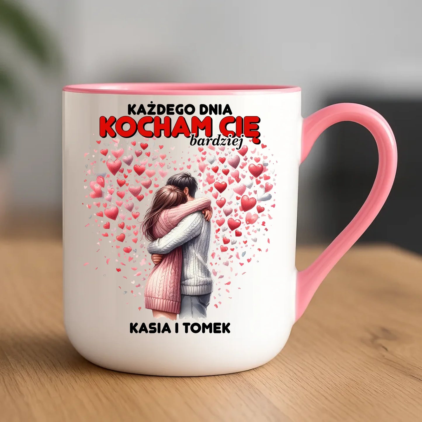 Kubek elegant dla par - Każdego dnia kocham Cię bardziej - personalizowany W09 - StoryCups.pl