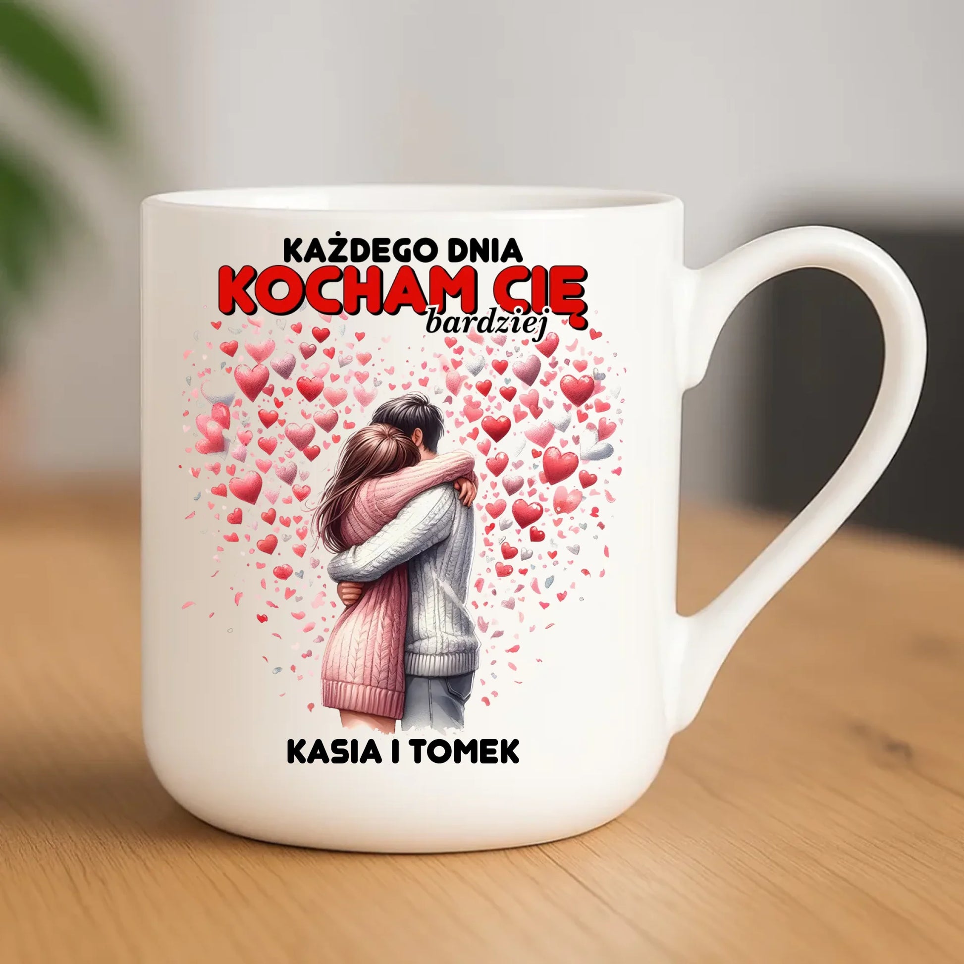Kubek elegant dla par - Każdego dnia kocham Cię bardziej - personalizowany W09 - StoryCups.pl