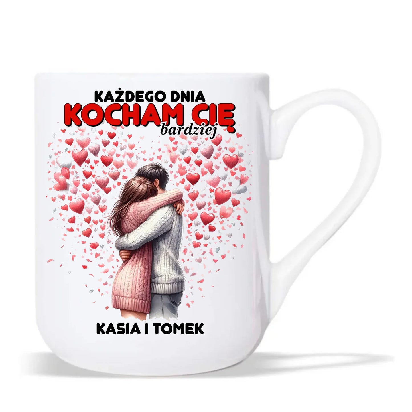 Kubek elegant dla par - Każdego dnia kocham Cię bardziej - personalizowany W09 - StoryCups.pl