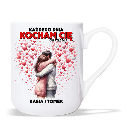 Kubek elegant dla par - Każdego dnia kocham Cię bardziej - personalizowany W09 - StoryCups.pl