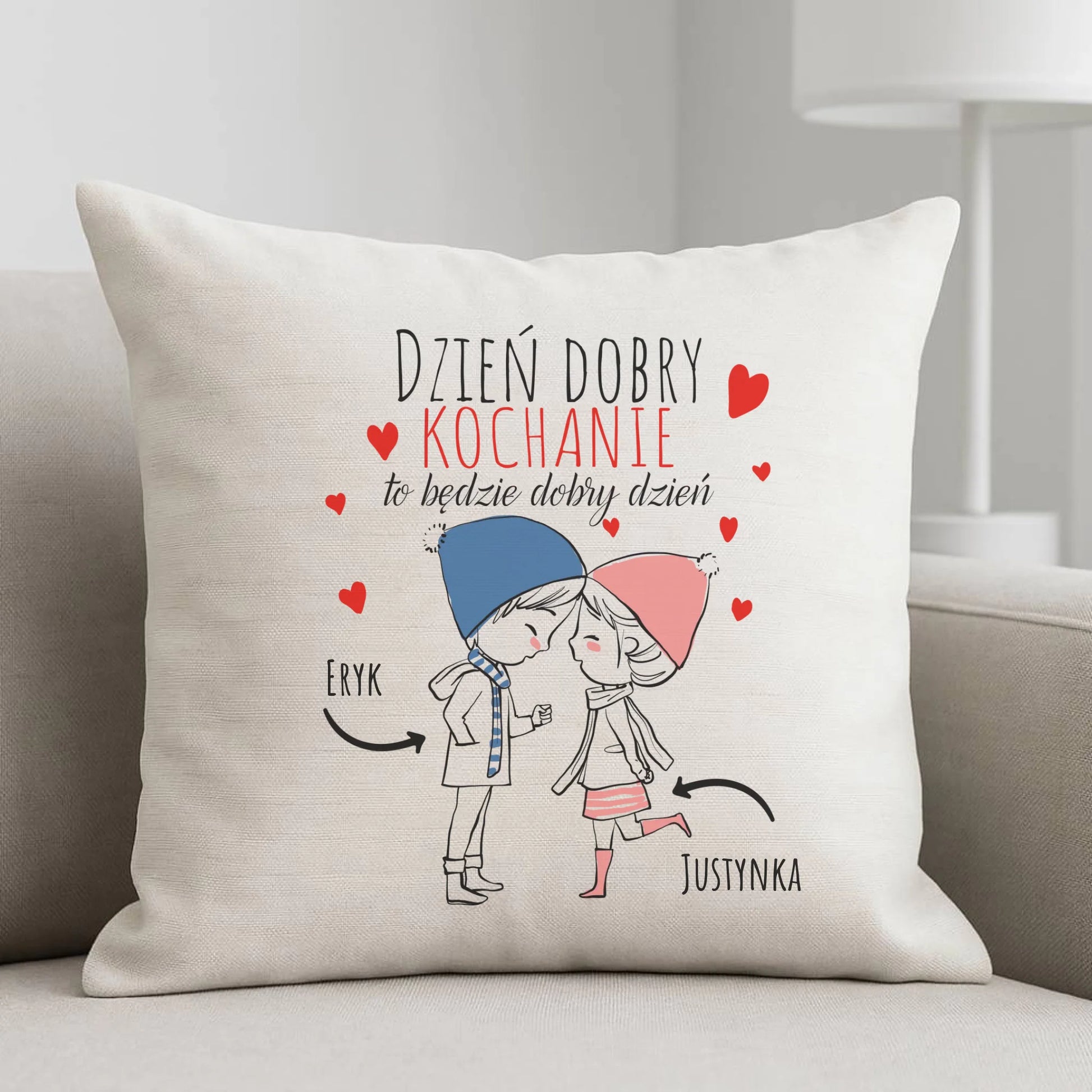Poduszka dla par - Dzień dobry Kochanie - personalizowana W10 - StoryCups.pl