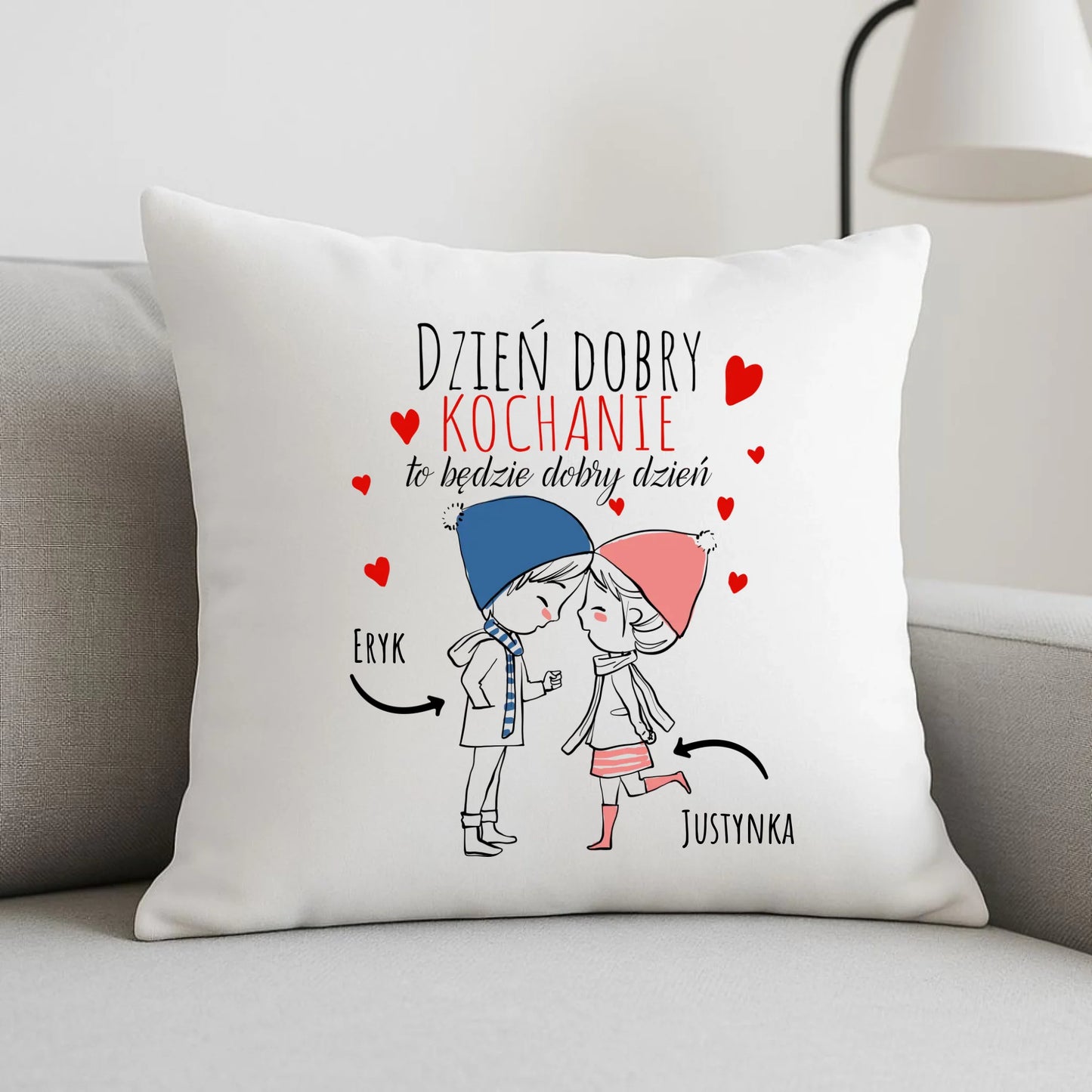 Poduszka dla par - Dzień dobry Kochanie - personalizowana W10 - StoryCups.pl