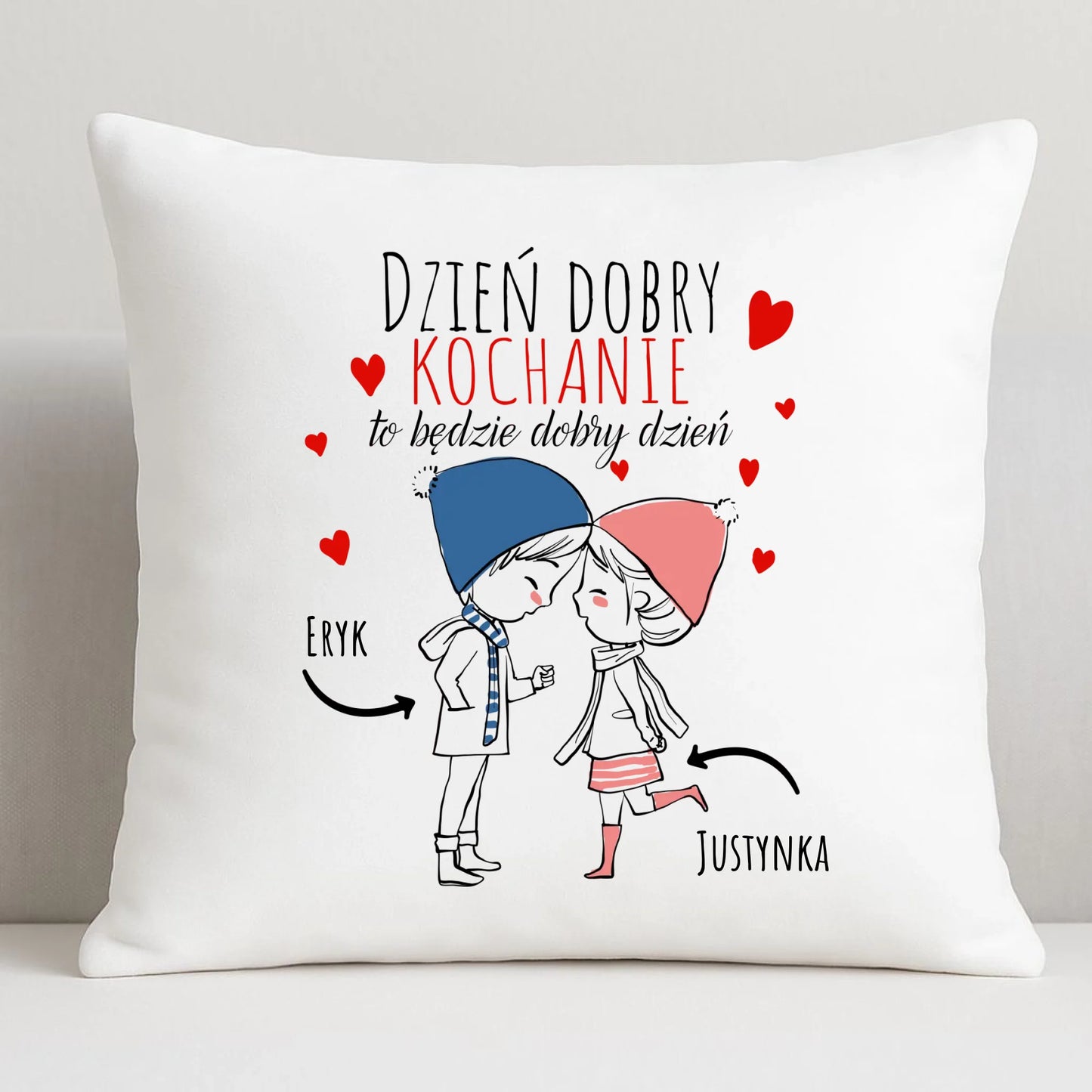 Poduszka dla par - Dzień dobry Kochanie - personalizowana W10 - StoryCups.pl