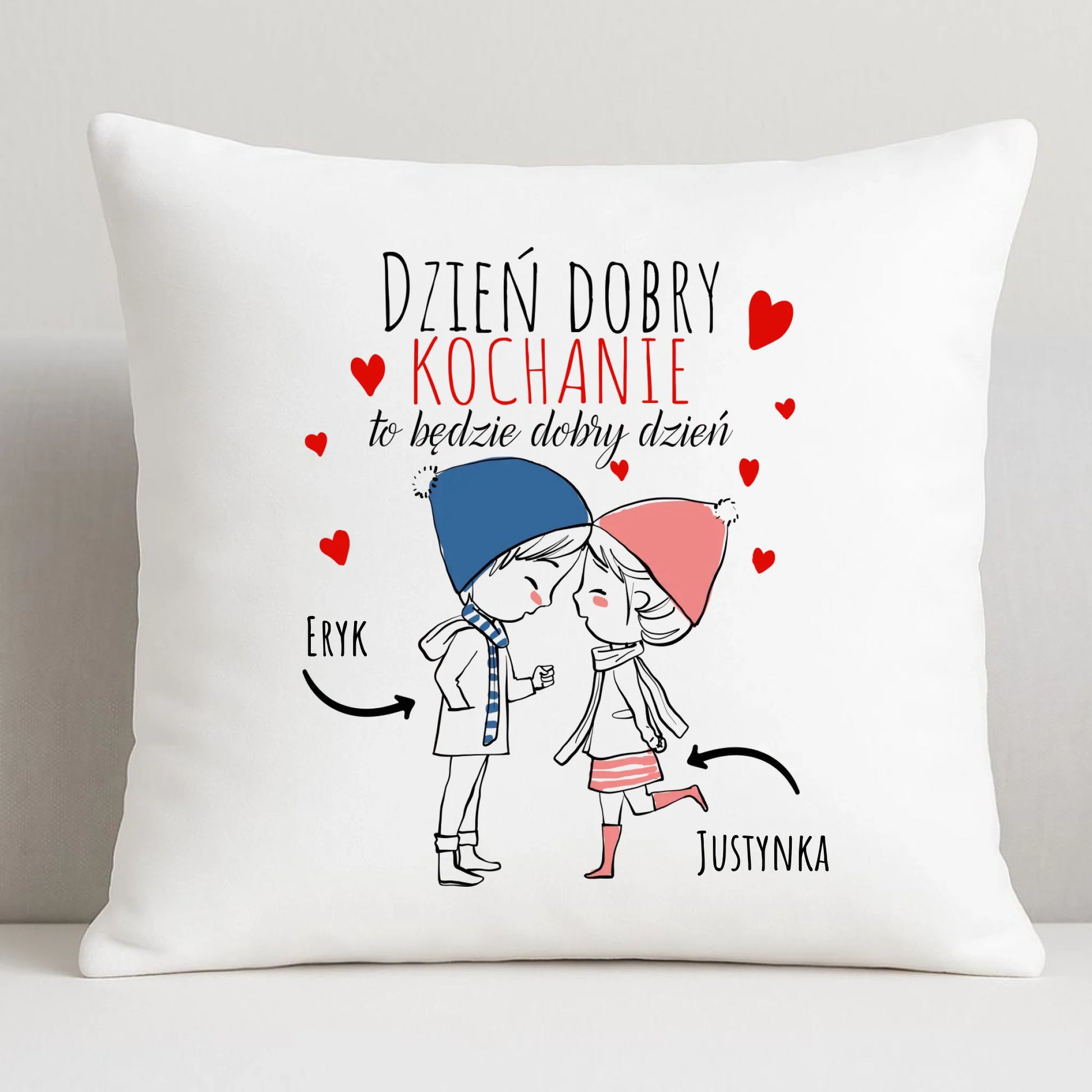 Poduszka dla par - Dzień dobry Kochanie - personalizowana W10 - StoryCups.pl