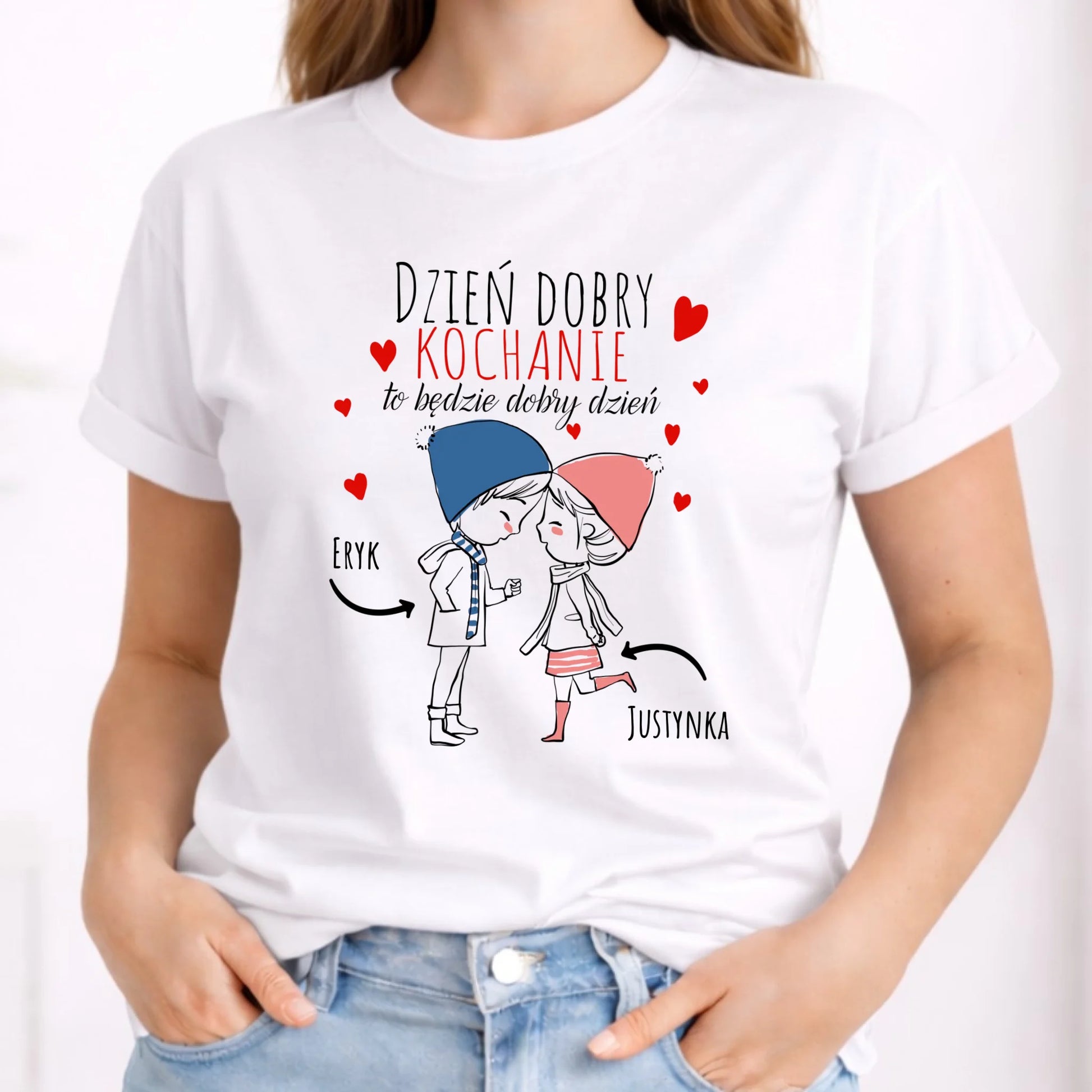 Koszulka damska dla par - Dzień dobry Kochanie - personalizowana W10 - StoryCups.pl