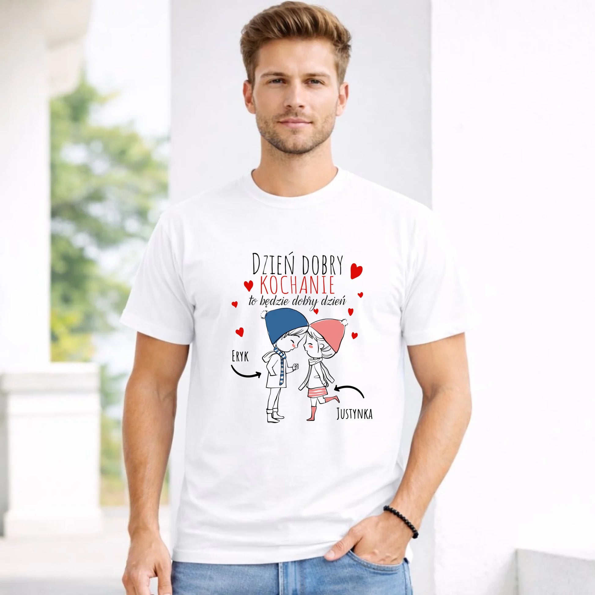 Koszulka męska dla par - Dzień dobry Kochanie - personalizowana W10 - StoryCups.pl