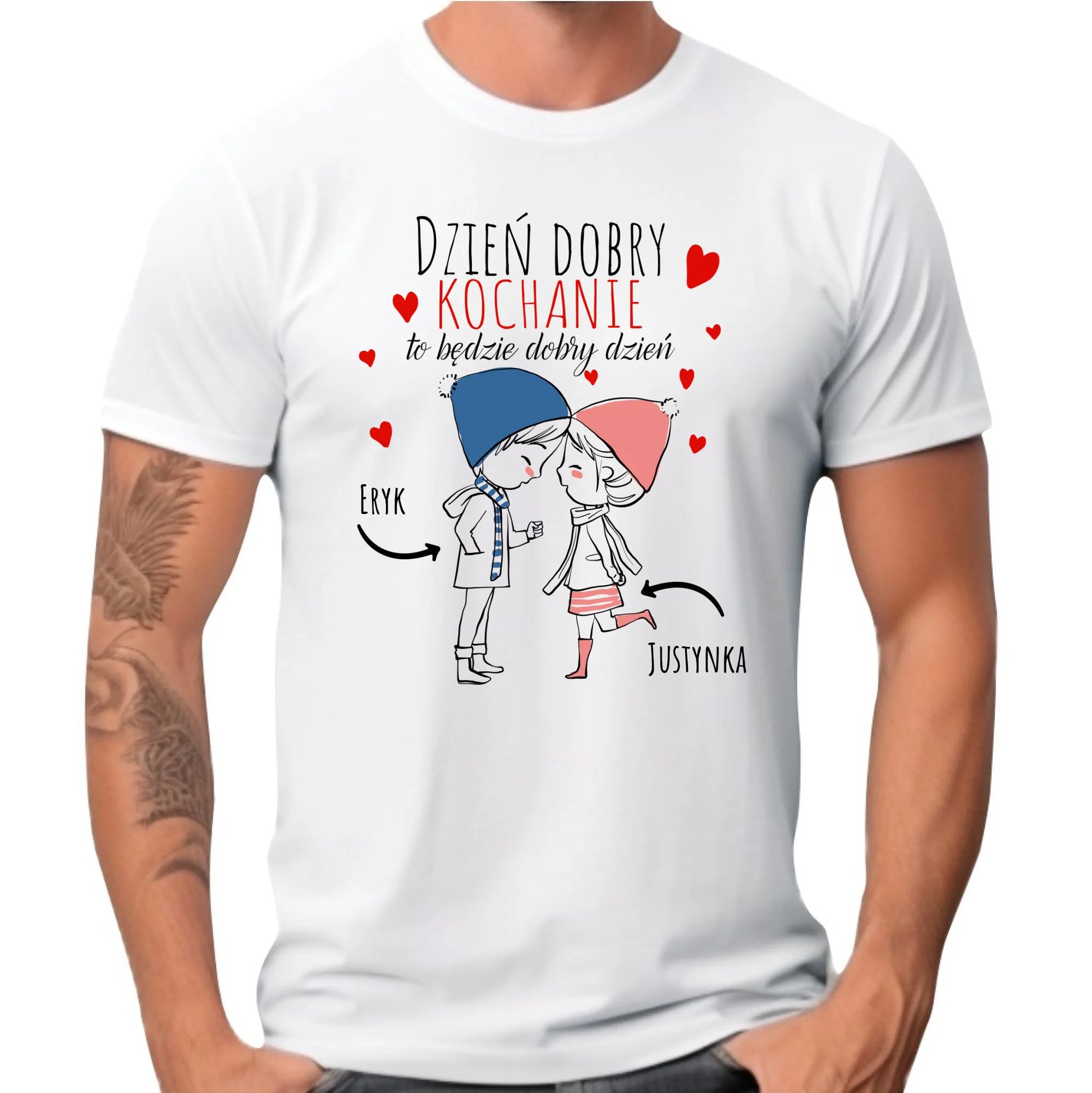 Koszulka męska dla par - Dzień dobry Kochanie - personalizowana W10 - StoryCups.pl