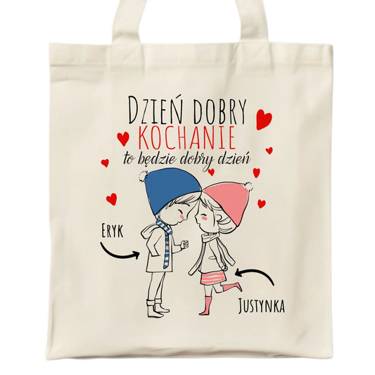 Torba dla par - Dzień dobry Kochanie - personalizowana W10 - StoryCups.pl