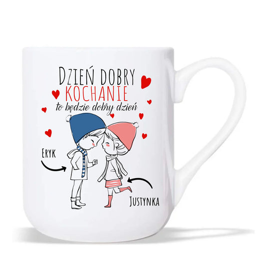 Kubek elegant dla par - Dzień dobry Kochanie - personalizowany W10 - StoryCups.pl