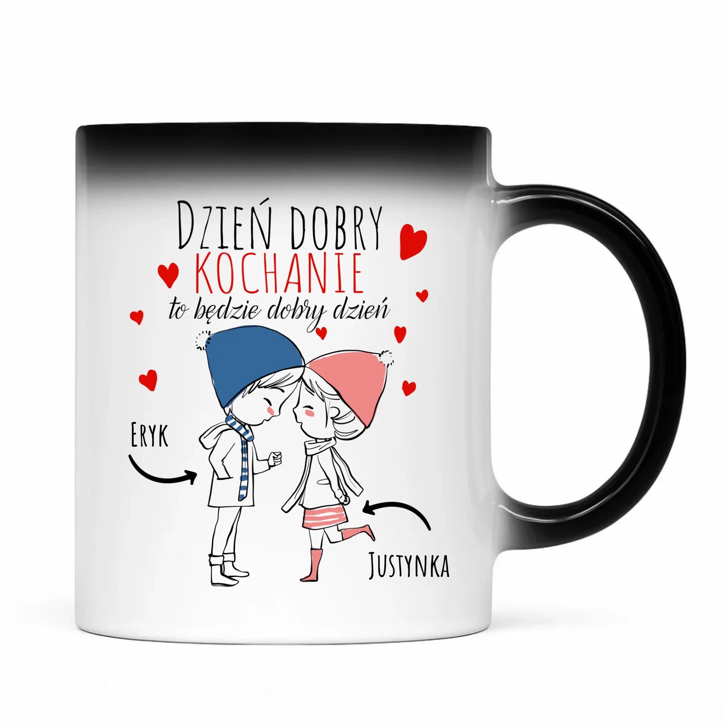 Kubek magiczny dla par - Dzień dobry Kochanie - personalizowany W10 - StoryCups.pl