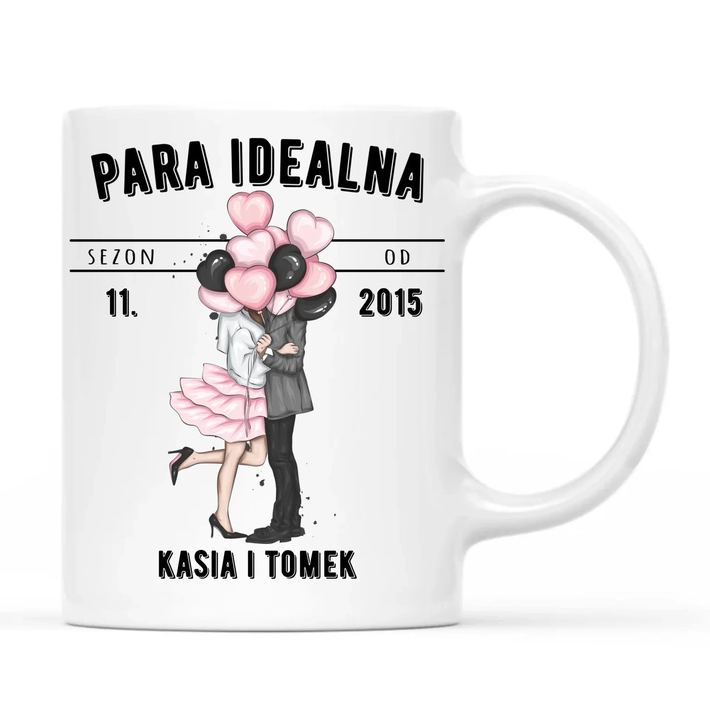 Kubek dla par na rocznicę - Para idealna - personalizowany W11 - StoryCups.pl