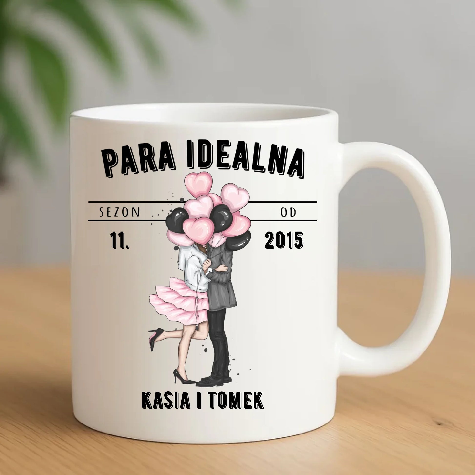 Kubek dla par na rocznicę - Para idealna - personalizowany W11 - StoryCups.pl