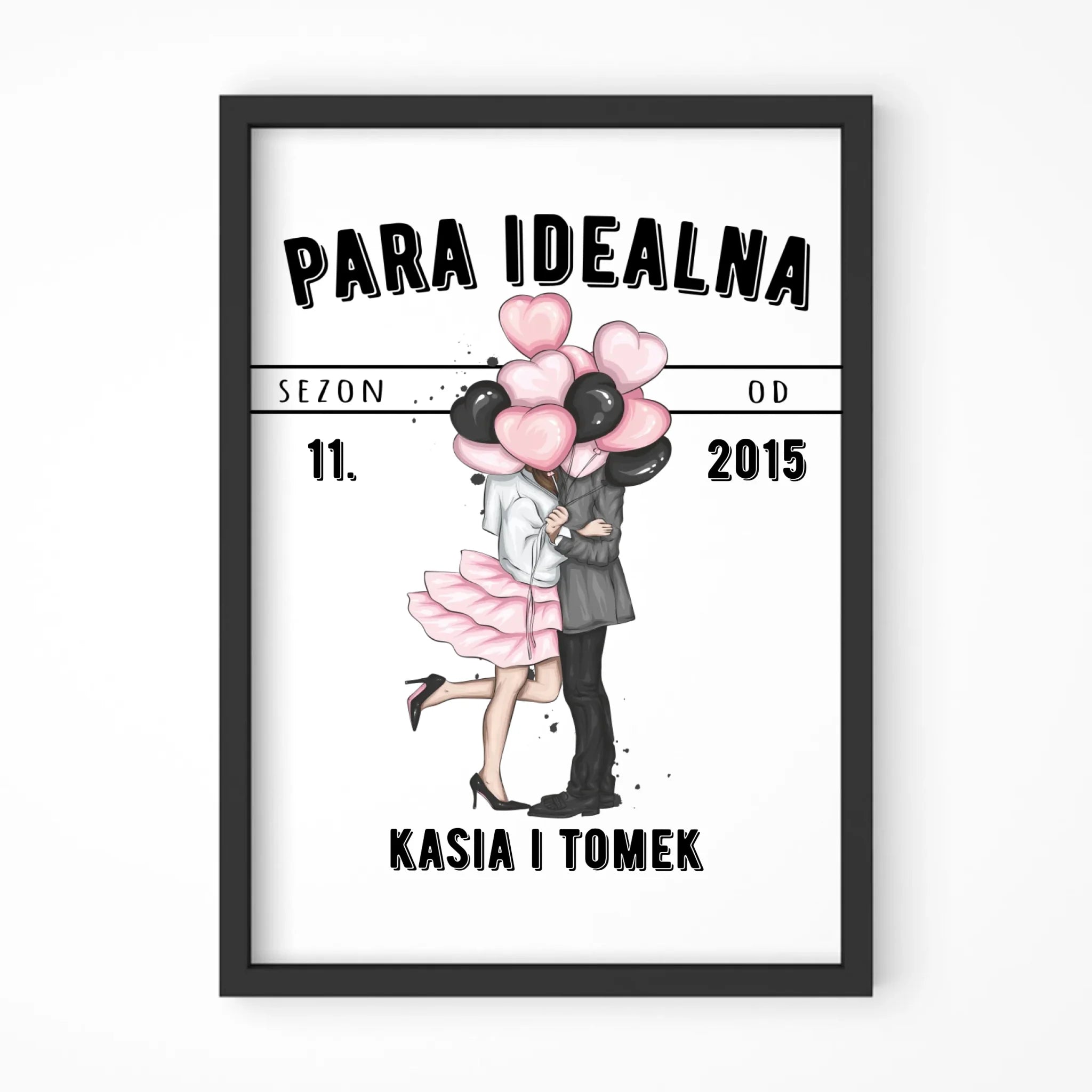 Plakat w ramie dla par na rocznicę - Para idealna - personalizowany W11 - StoryCups.pl