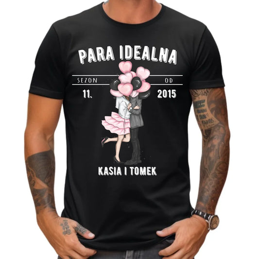 Koszulka męska dla par na rocznicę - Para idealna - personalizowana W11 - StoryCups.pl