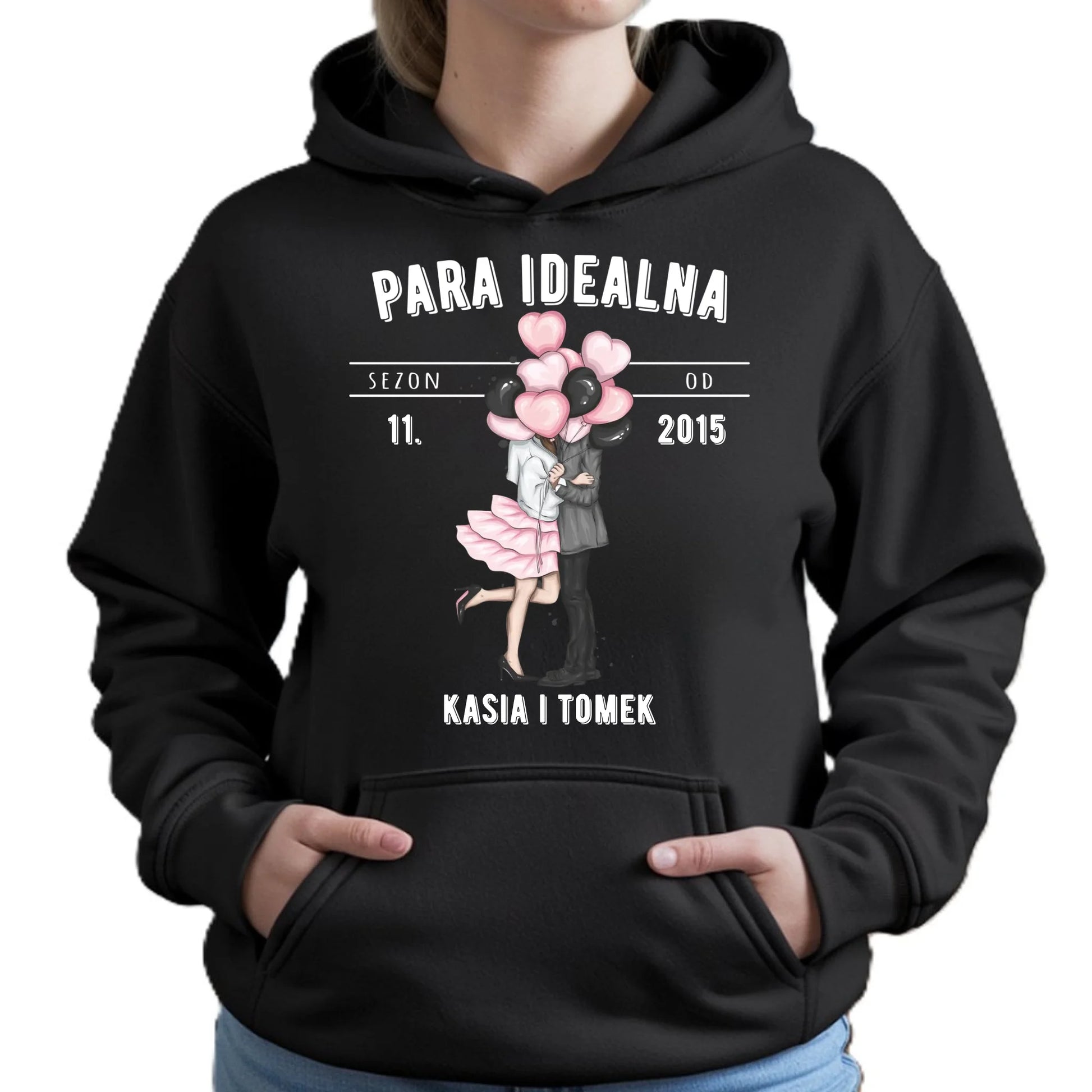 Bluza damska z kapturem dla par na rocznicę - Para idealna - personalizowana W11 - StoryCups.pl