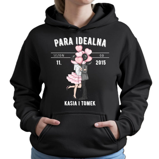 Bluza damska z kapturem dla par na rocznicę - Para idealna - personalizowana W11 - StoryCups.pl