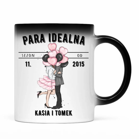 Kubek magiczny dla par na rocznicę - Para idealna - personalizowany W11