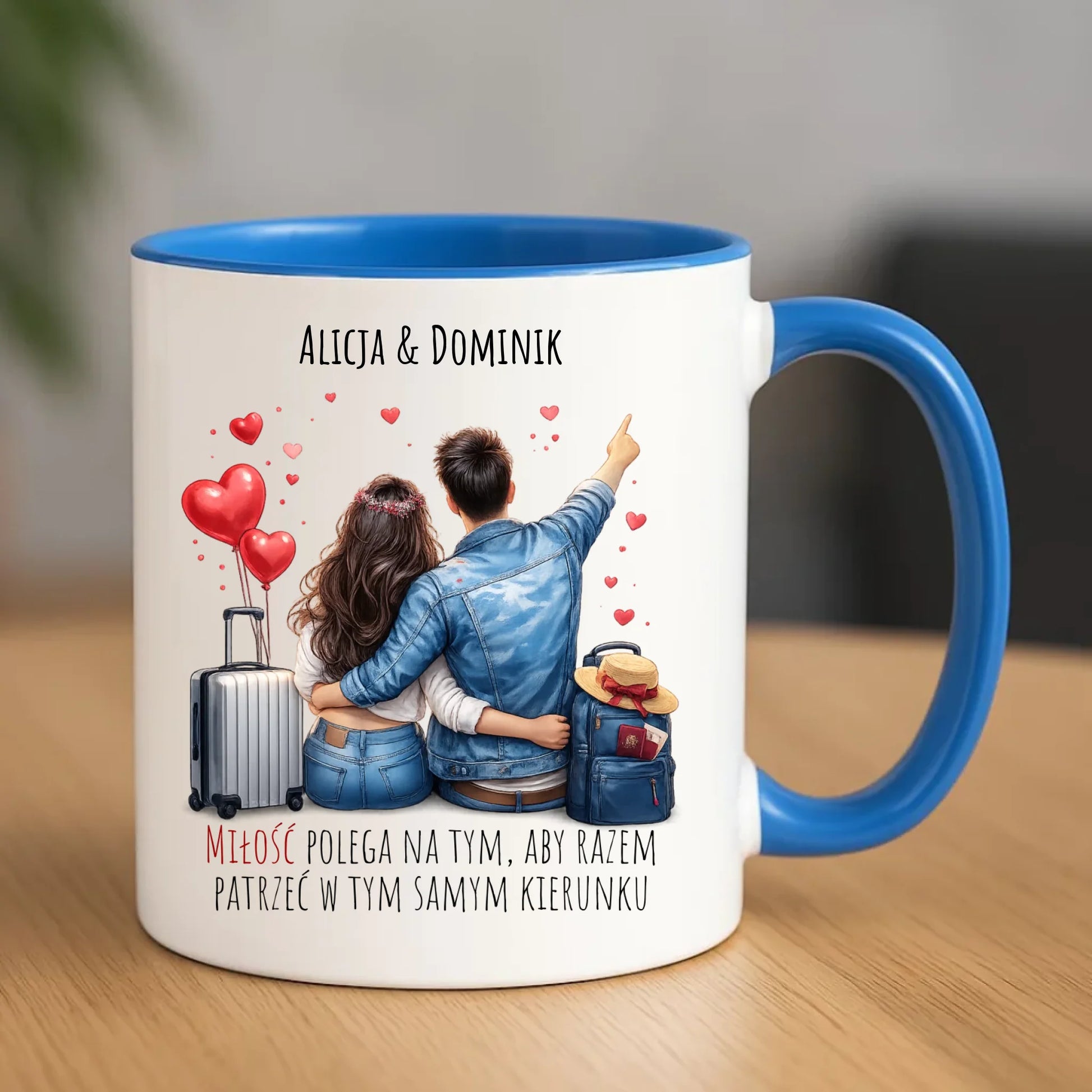 Kubek dla par - Para w podróży miłość - personalizowany W12 - StoryCups.pl