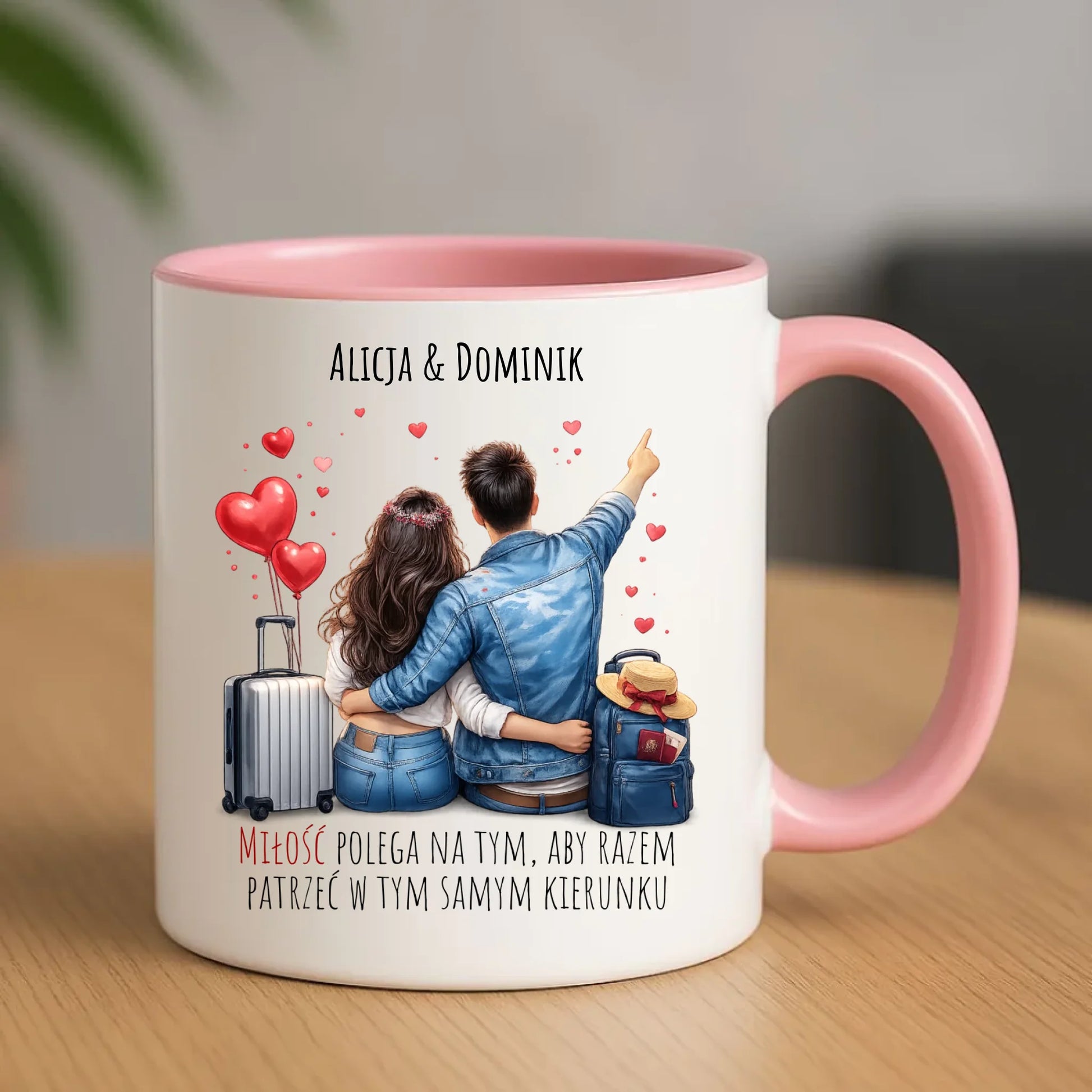 Kubek dla par - Para w podróży miłość - personalizowany W12 - StoryCups.pl