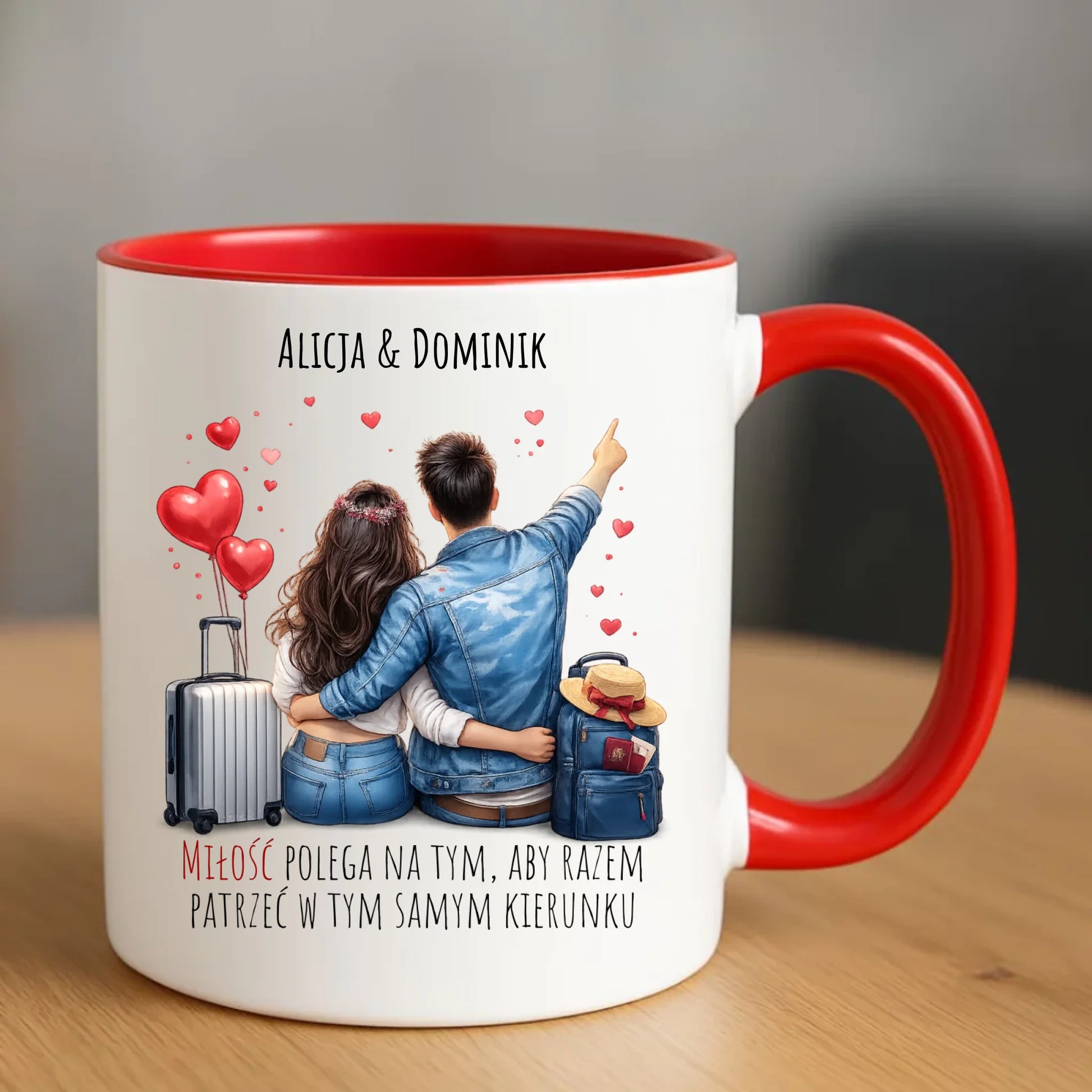Kubek dla par - Para w podróży miłość - personalizowany W12 - StoryCups.pl