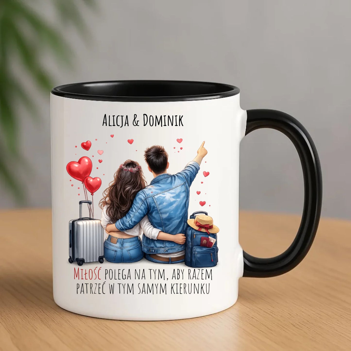 Kubek dla par - Para w podróży miłość - personalizowany W12 - StoryCups.pl