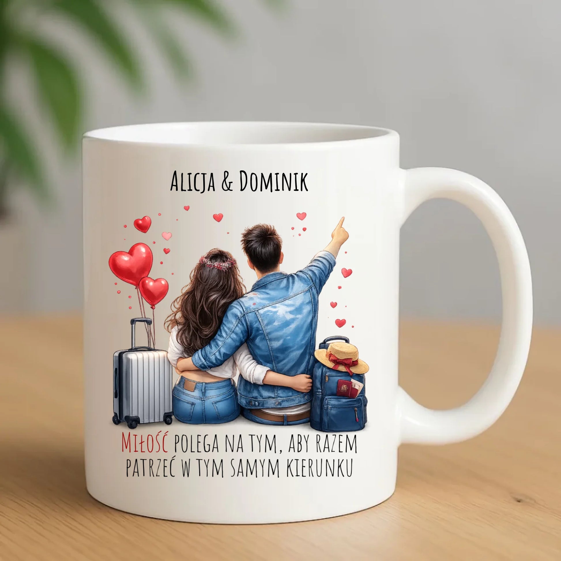 Kubek dla par - Para w podróży miłość - personalizowany W12 - StoryCups.pl