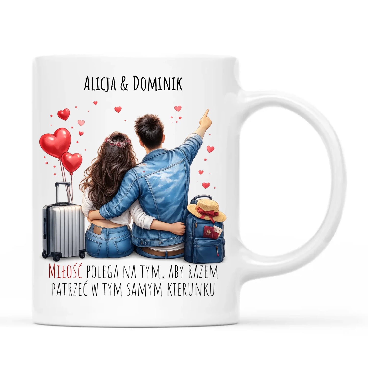 Kubek dla par - Para w podróży miłość - personalizowany W12 - StoryCups.pl