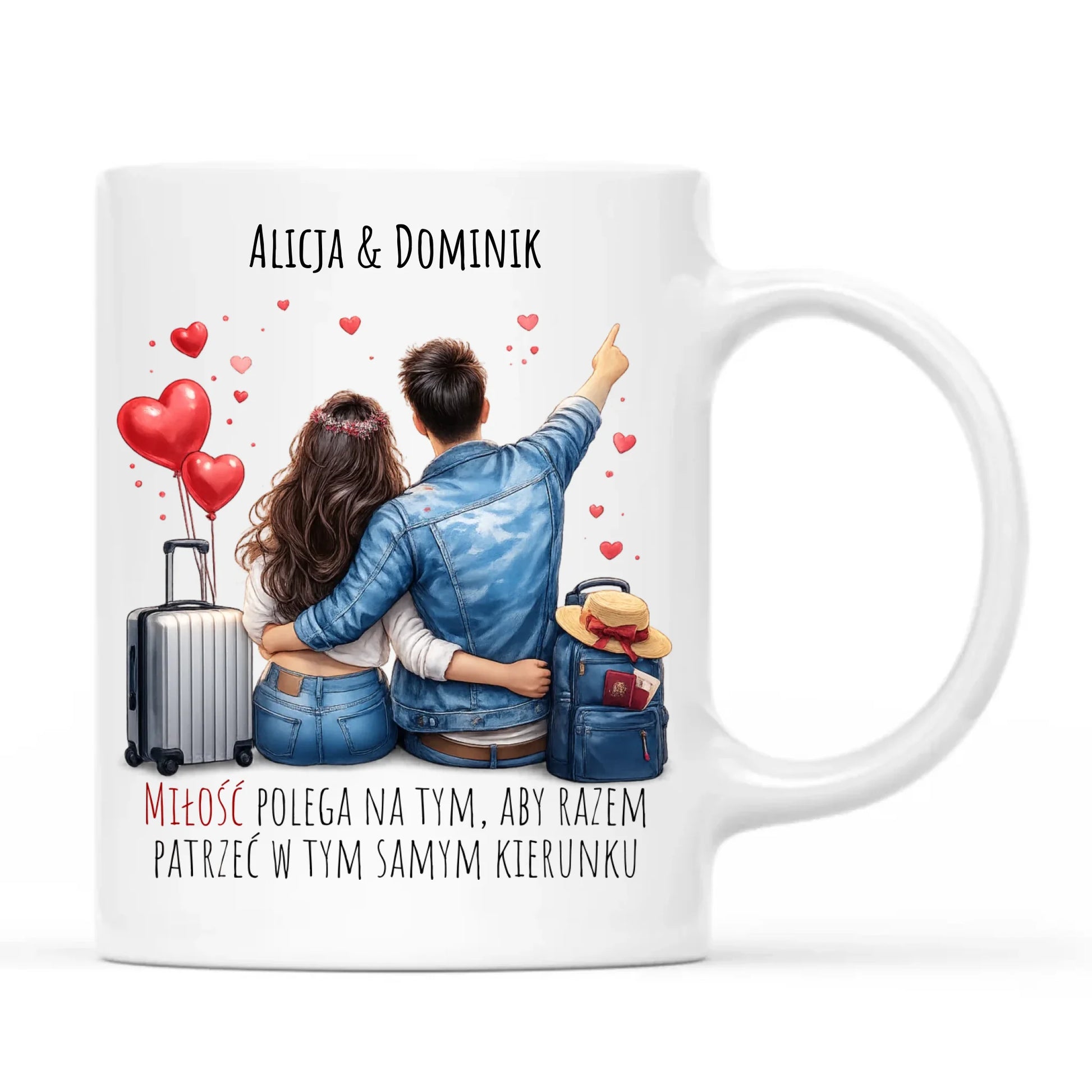 Kubek dla par - Para w podróży miłość - personalizowany W12 - StoryCups.pl