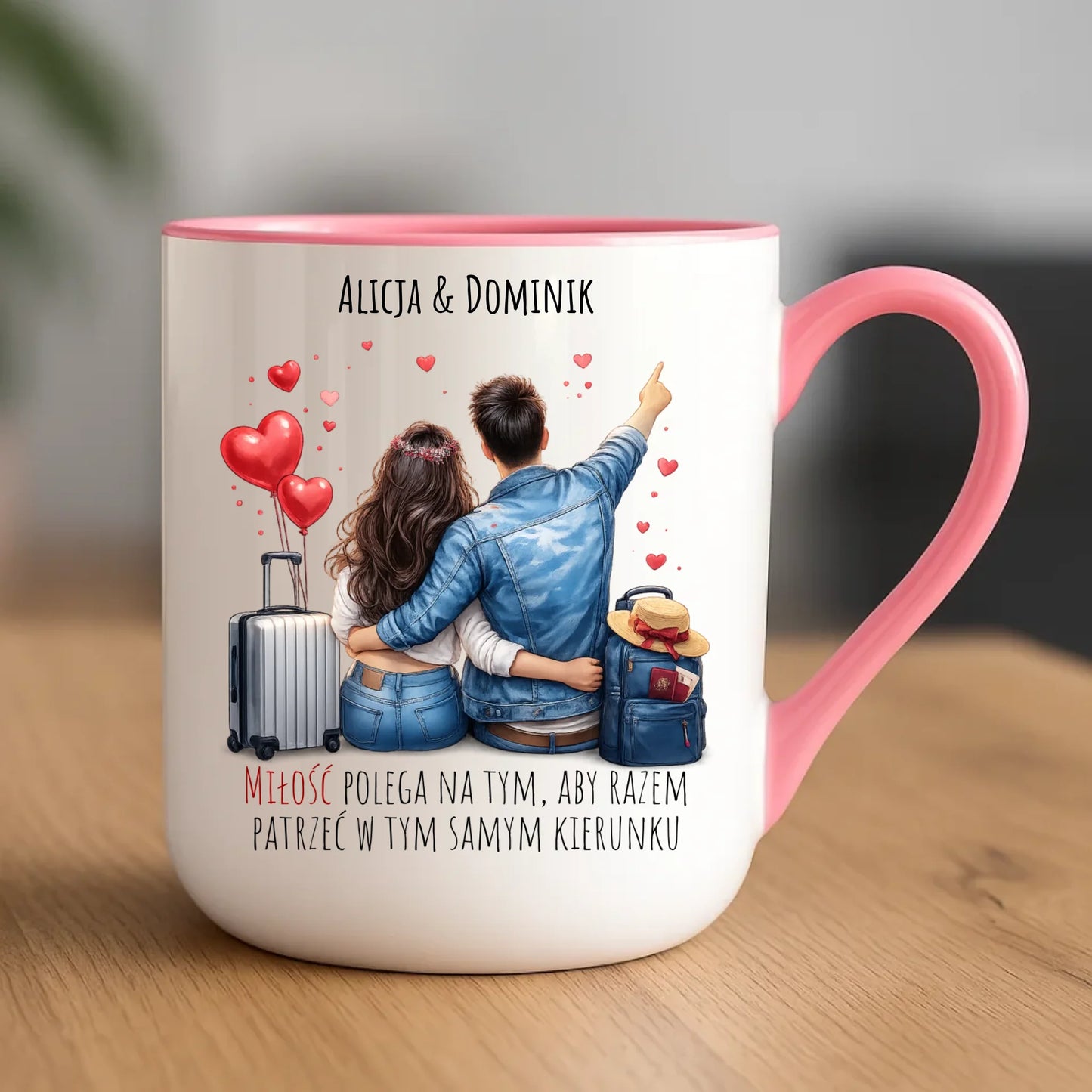 Kubek elegant dla par - Para w podróży miłość - personalizowany W12 - StoryCups.pl