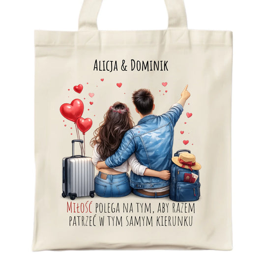 Torba dla par - Para w podróży miłość - personalizowana W12 - StoryCups.pl