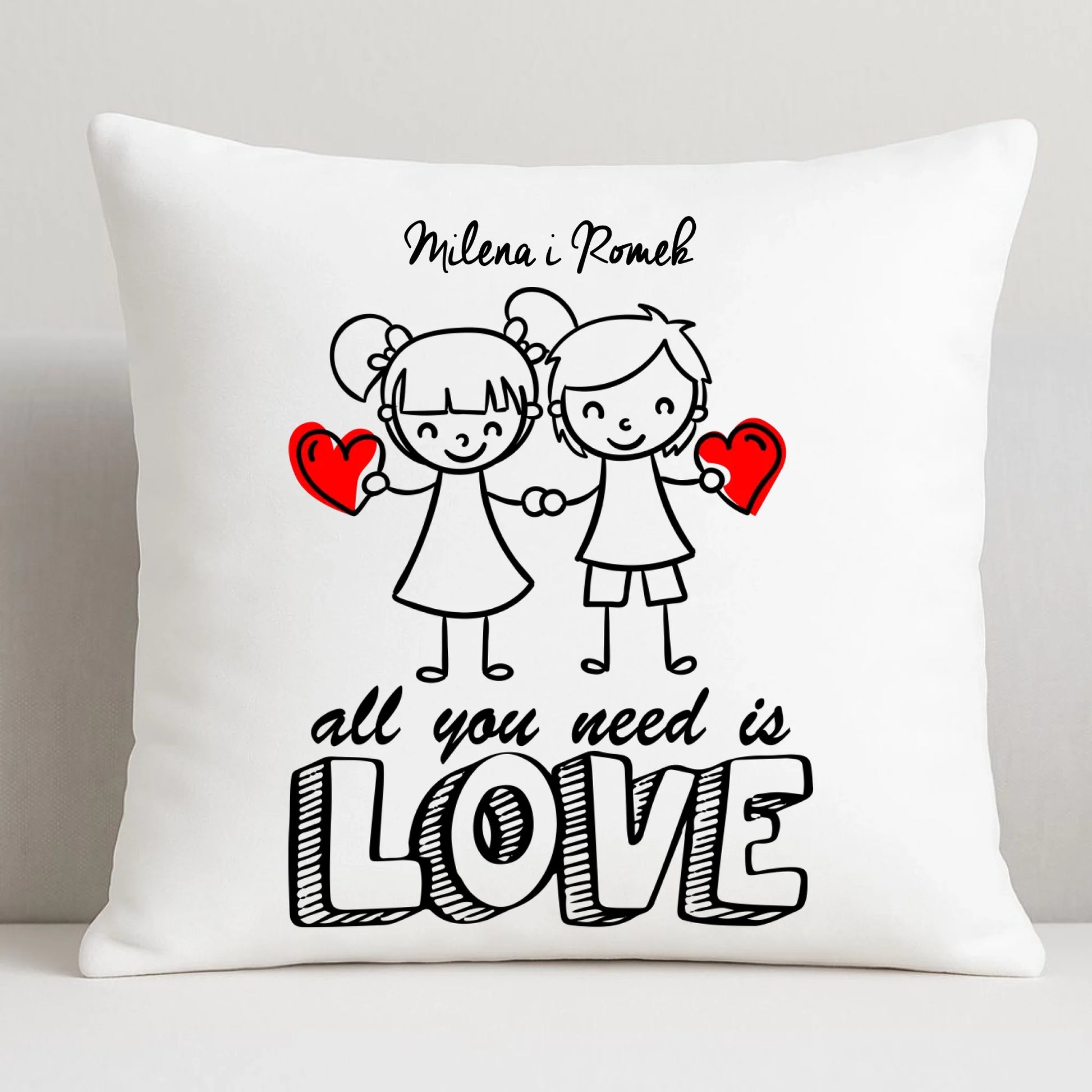 Poduszka dla par - All You need is love - personalizowana W13 - StoryCups.pl