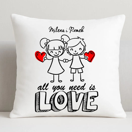 Poduszka dla par - All You need is love - personalizowana W13 - StoryCups.pl