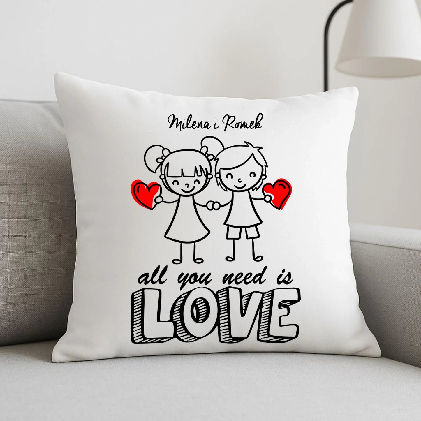 Poduszka dla par - All You need is love - personalizowana W13 - StoryCups.pl