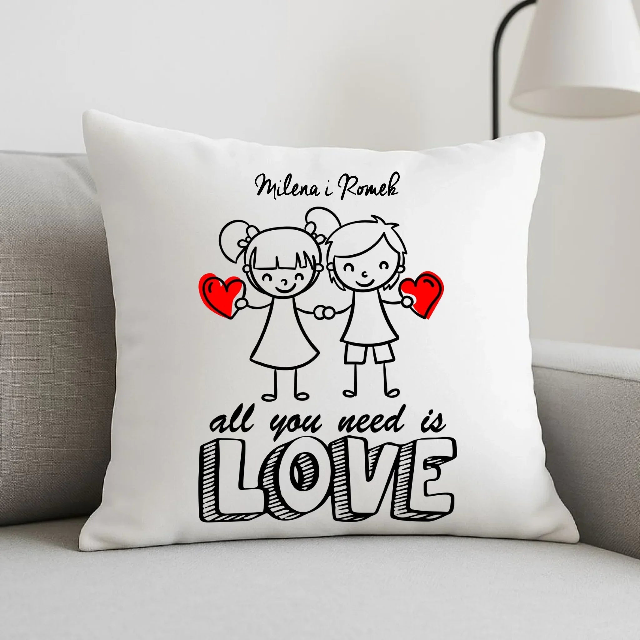 Poduszka dla par - All You need is love - personalizowana W13 - StoryCups.pl