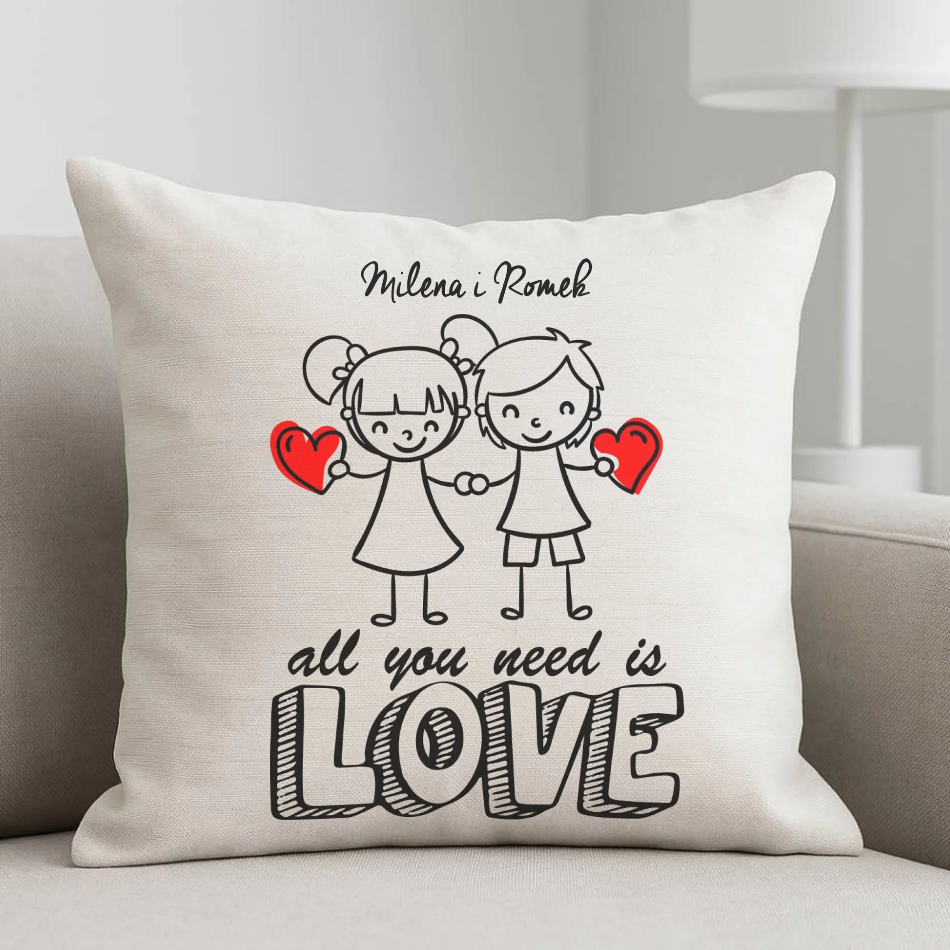 Poduszka dla par - All You need is love - personalizowana W13 - StoryCups.pl