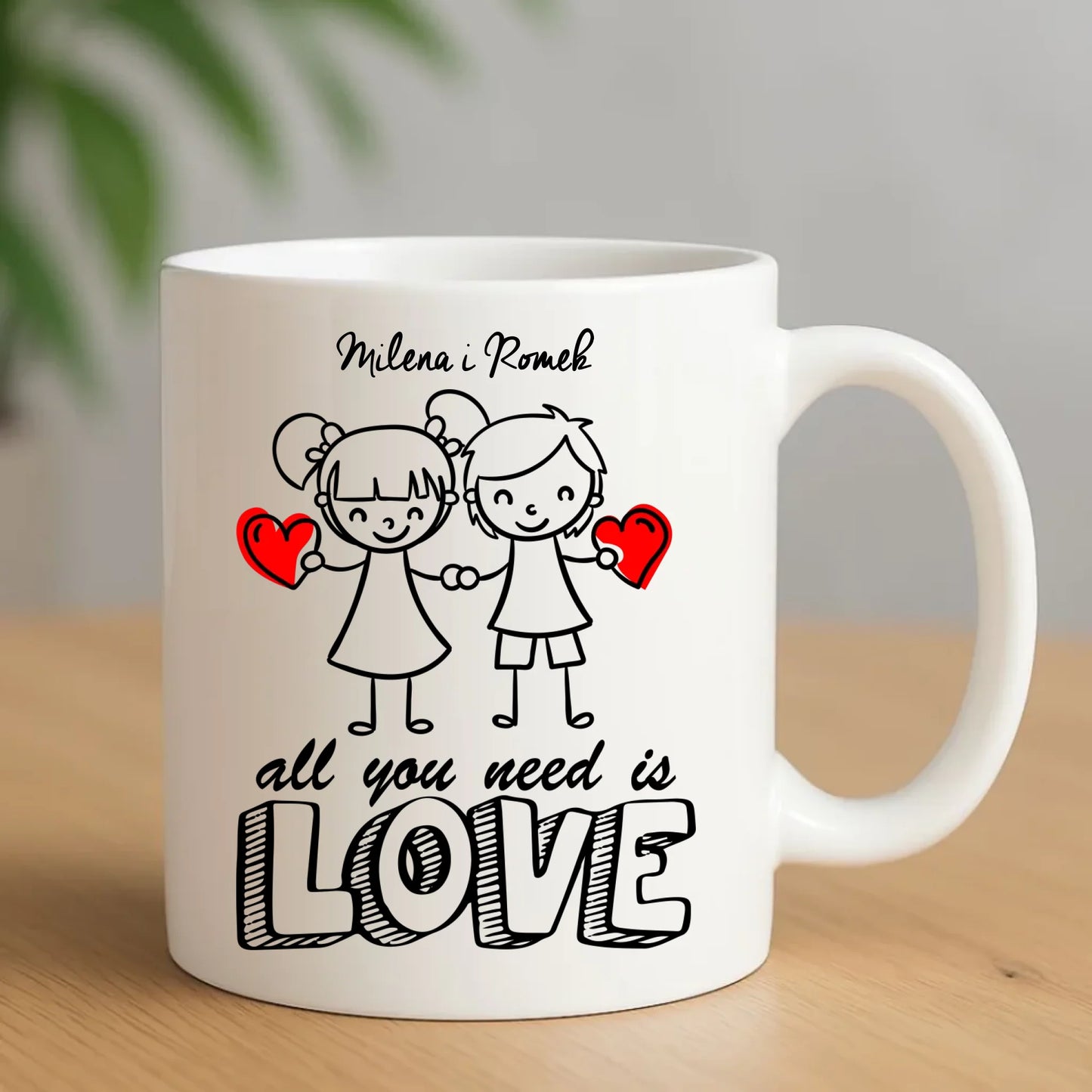 Kubek dla par - All You need is love - personalizowany W13 - StoryCups.pl