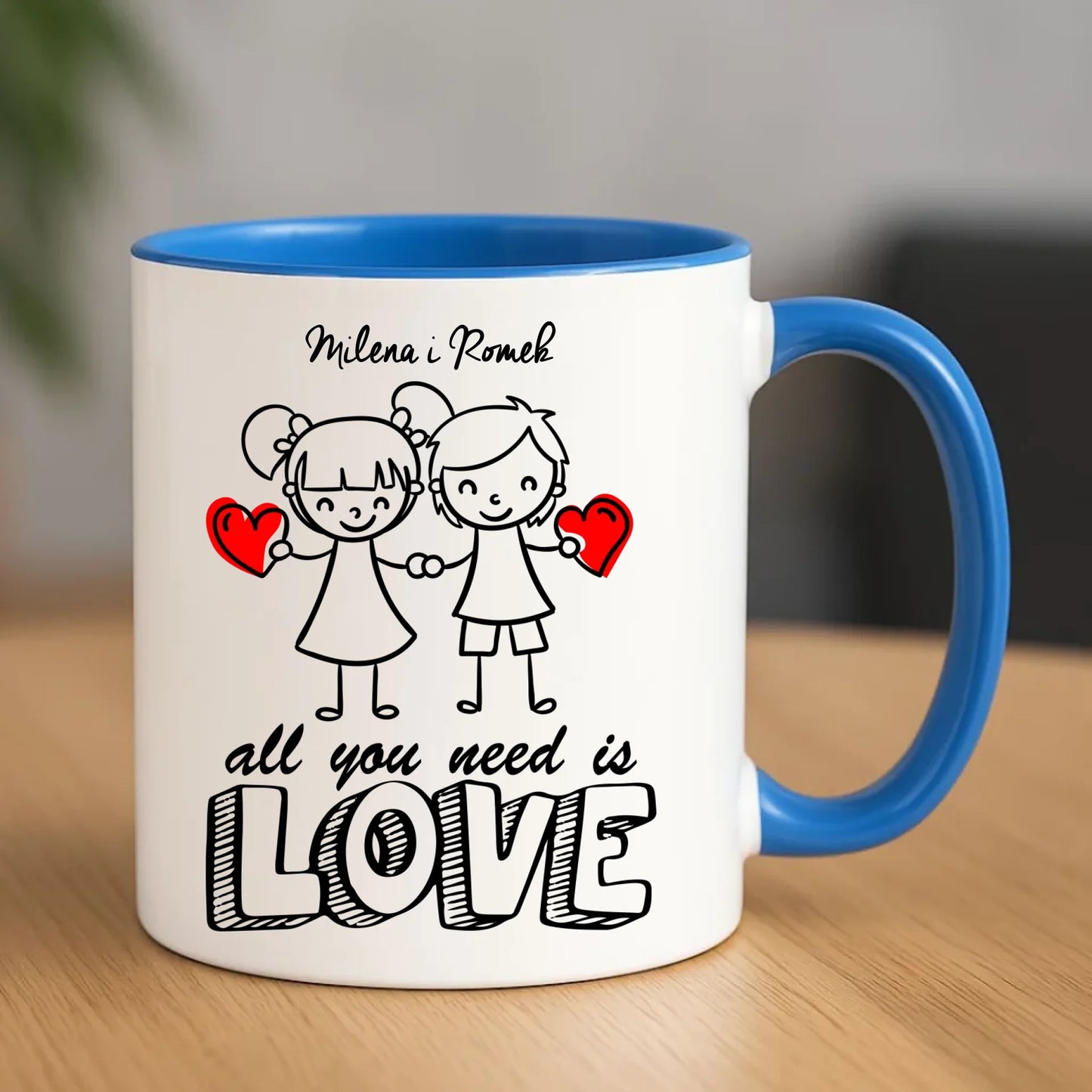 Kubek dla par - All You need is love - personalizowany W13 - StoryCups.pl