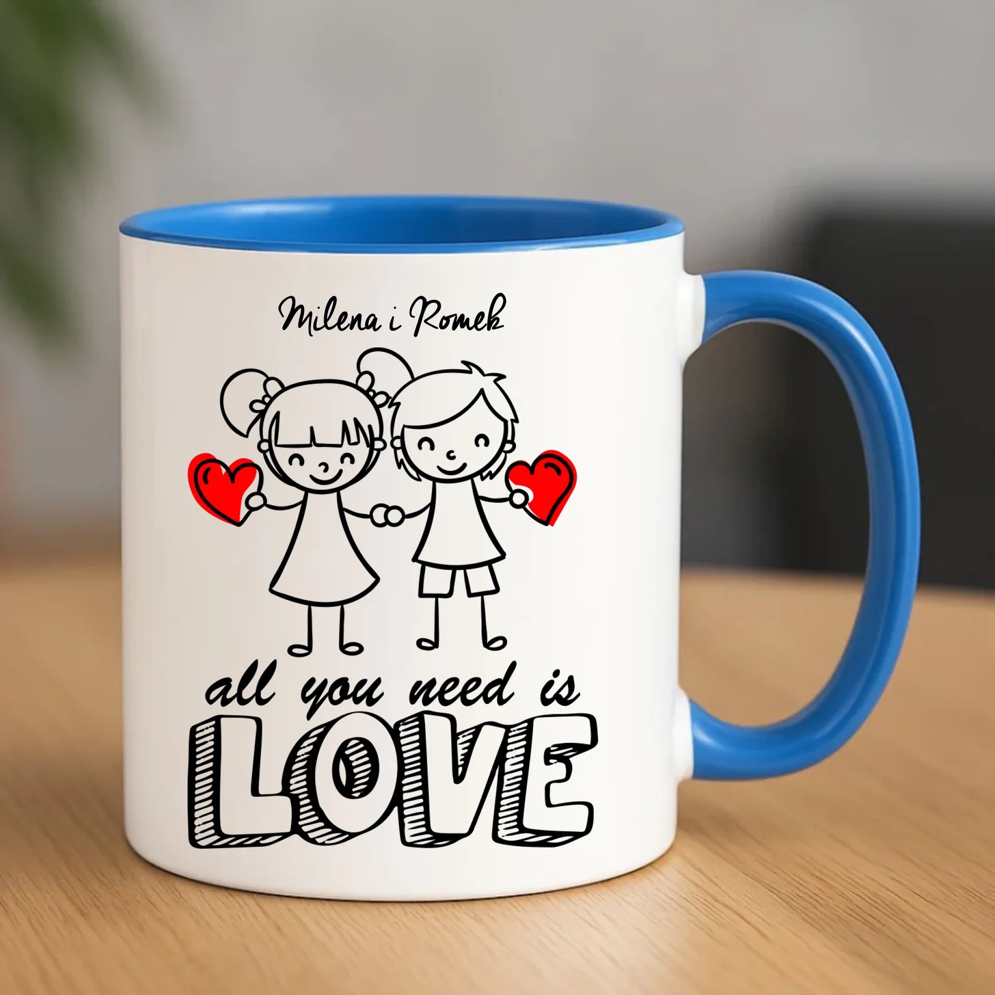 Kubek dla par - All You need is love - personalizowany W13 - StoryCups.pl